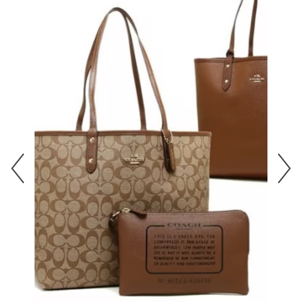 Coach Tan and Brown Tote Bag Set